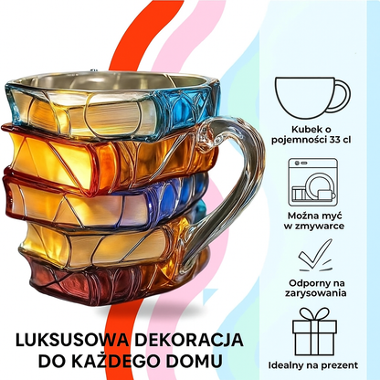 Ręcznie robiona filiżanka z motywem książki